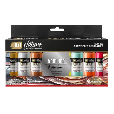 Acrilico Art Nature Premium Pote  60ml Set x8 