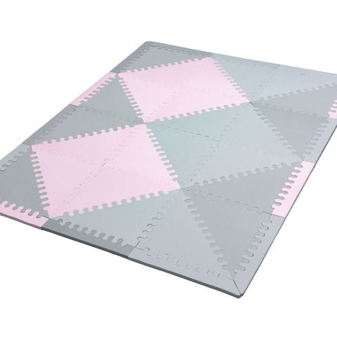 Goma Eva Pisos 32x32 x24 Piezas de 12mm Triangular con Bordes (93250) Rosa-Gris