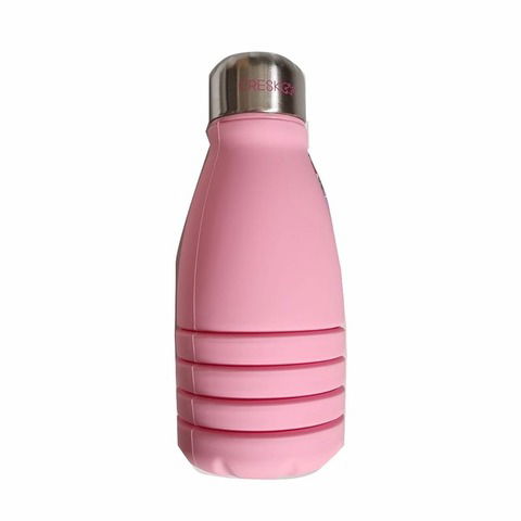 Botella Caramañola Cresko Silicona Plegable 550ml Tapa Metal CK753 Rosa