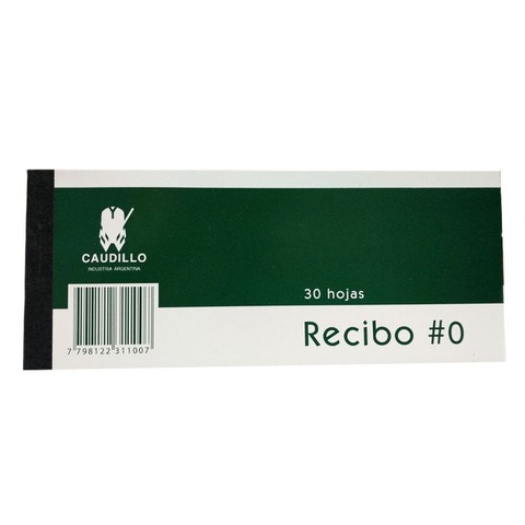 Talonario Recibo N°0 Caudillo/Nepaco (7x17cm)