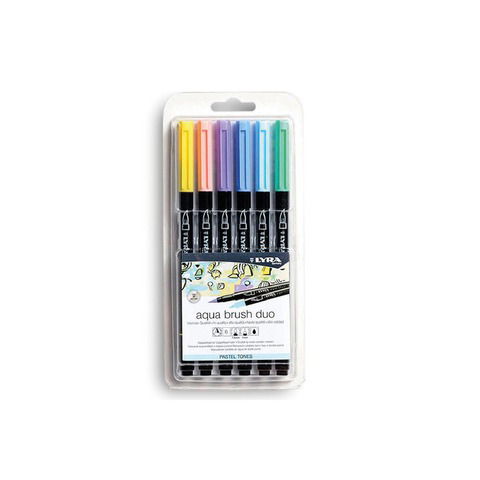 Marcador Lyra Aqua Brush Duo Blister x6 Tonos Pastel