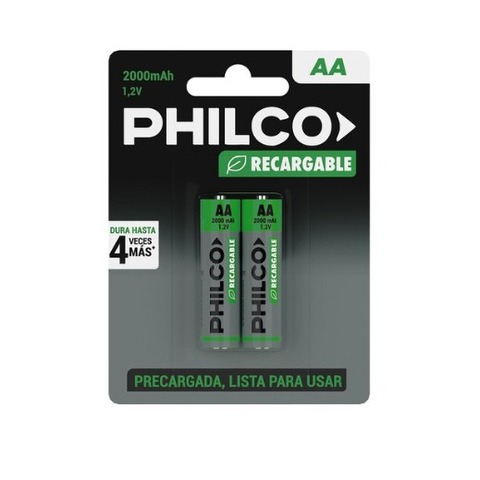 Pila Philco Alcalina Recargable AA Blister x2