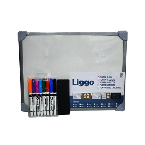 Promo Pizarra Liggo 30x40 + 8 Marcadores + Borrador