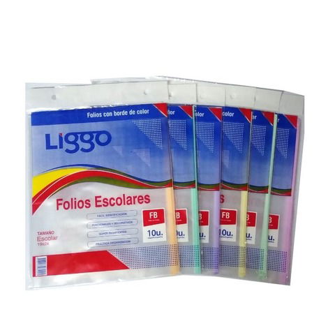 Folio Escolar Nº3 Pesado con Borde Color Pastel Blister x10 