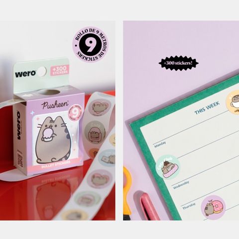 Stickers Wero rollo 9Mts (+300 Stickers) Pusheen (4420)