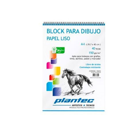 Block Plantec A4 Liso 150gr 40h Espiral Superior 15622