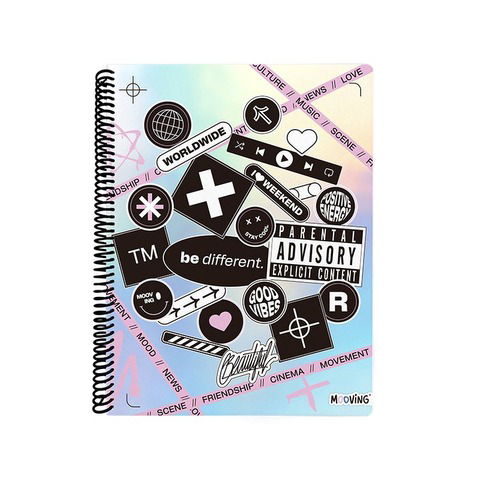 Cuaderno Universitario Mooving GRL PWR T/Semi Rigida Rayado 80H 