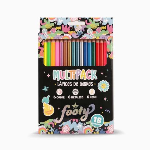 Lápiz Footy x18 Color-Metal-Neon Largos (LIB232)