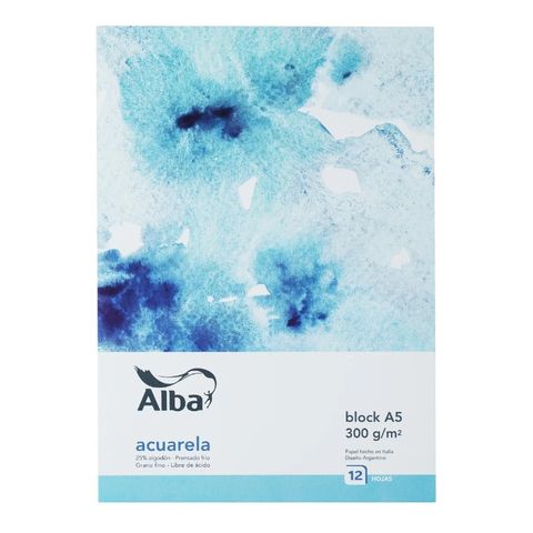 Block Alba P/Acuarela 25% Algodon A5 300Grs. 12Hj Emblocado