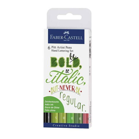 Marcador Faber Castell Pitt Artist Pen Lettering Verdes x6