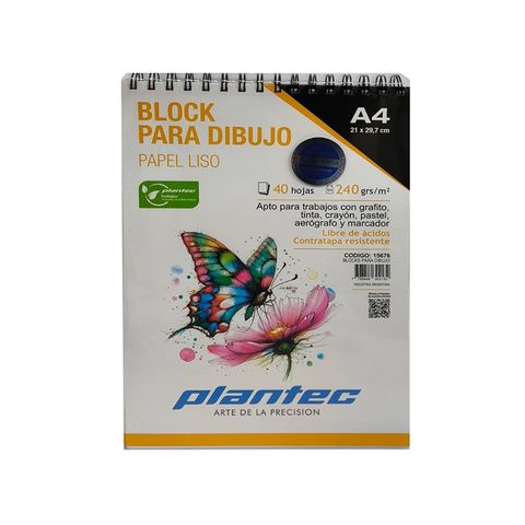 Block Plantec A4 Liso 240gr 40h Espiral Sup (15676)