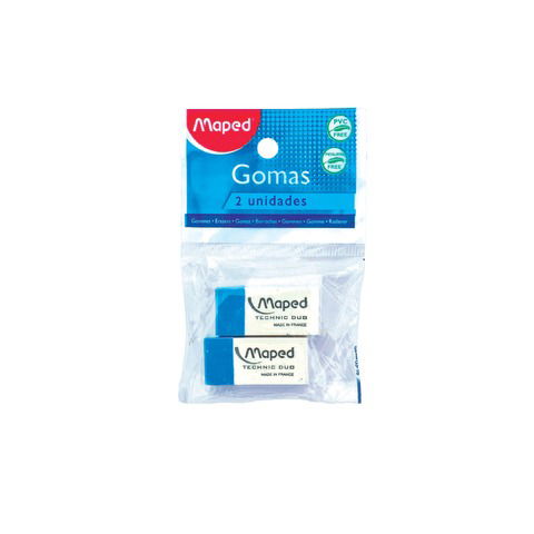   Goma de Borrar Lápiz Maped Duo L-T Blister x2 (Azul-Blanca)