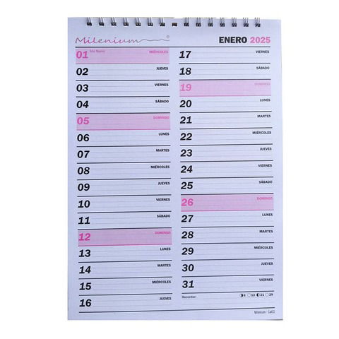 Calendario 2025 Milenium Esp. 32,5x23 cm (Oficio Vertical) (CA02)