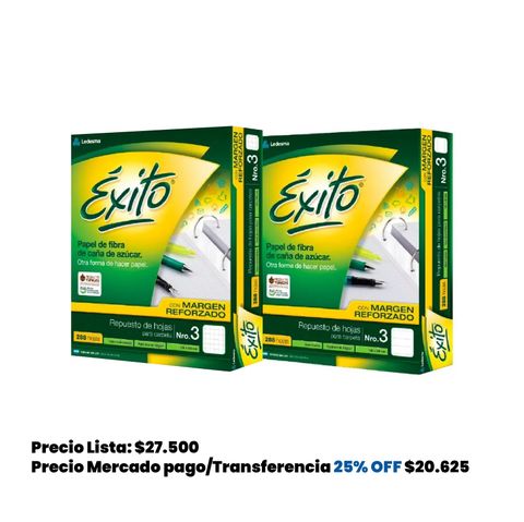 Repuesto Nº3 Exito -100Grs- x288Hojas. C/Banda 