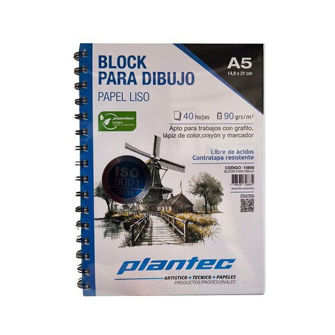 Block Plantec A5 Liso 90gr 40h Espiral Lateral (15606)