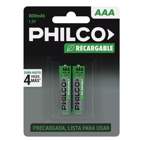 Pila Philco Alcalina Recargable AAA Blister x2