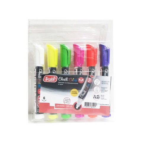 Marcador Trabi Pintura Chalk Glass Pop (4-6mm) x 6 Surtidos