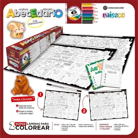 Poster Uniesco para Colorear 50x70cm Abecedario 2 Laminas