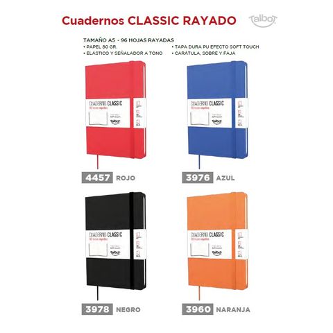 Cuaderno Chico Talbot 14x21 T/D C/Elástico Rayado 