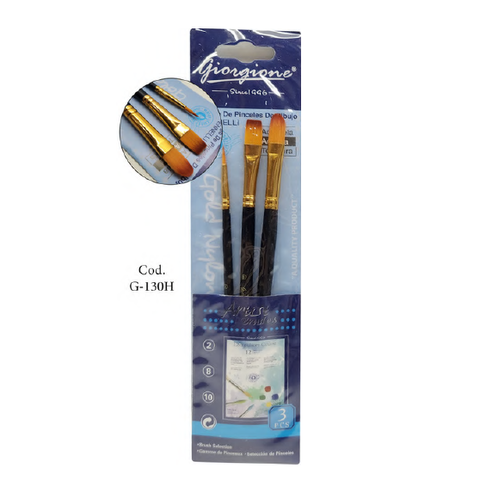 Pack de Pinceles Sintéticos Giorgione Mixtos x3 (G-130H) Mango Corto Azul Satin