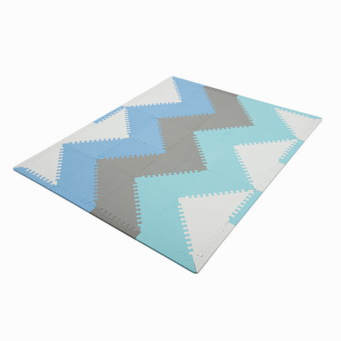 Goma Eva Pisos 32x32 x40 Piezas de 12mm Triangular con Bordes (93244) Cielo-Mint-Gris-Blanco