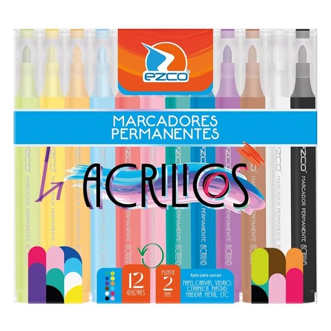 Marcador Permanente Ezco Acrilicos x12