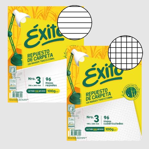 Repuesto Nº3 Exito -100Grs- x96Hojas. C/Banda