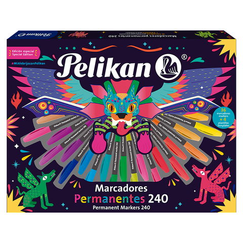 Marcadore Pelikan Permanenete x36 + 4 Plantillas P/colorear (209639)