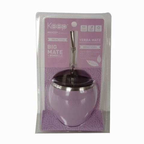 Mate Keep Big Acero Inoxidable C/Bombilla 300ml BPA Free Lila