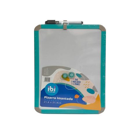 Pizarra Magnética Ibi Marco Gris y Turquesa A4 