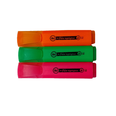    Promoción Resaltadores Ibi Chato Fluo x3 (Verde-Naranja-Rosa)