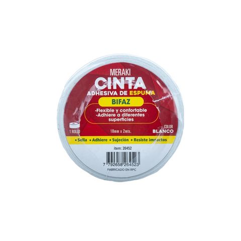 Cinta Adh. Bifaz Meraki Foam Espuma 18mmx2mts Chica (26452)