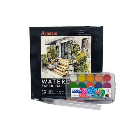 Combo Acuarela para llevar Doms + Block + Pincel de carga