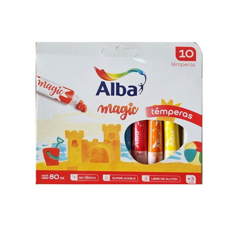 Tempera Alba Magic 8ml. x10 Colores Clásicos 