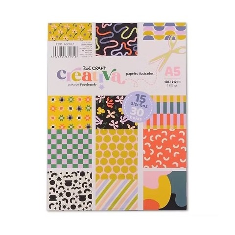 Papel Ibi Craft p/Scrapbook x30Hojas Impreso - A5 de 180Grs 