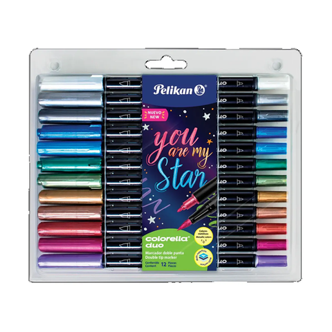 Marcador Pelikan Colorella Duo Pincel Metálico x12