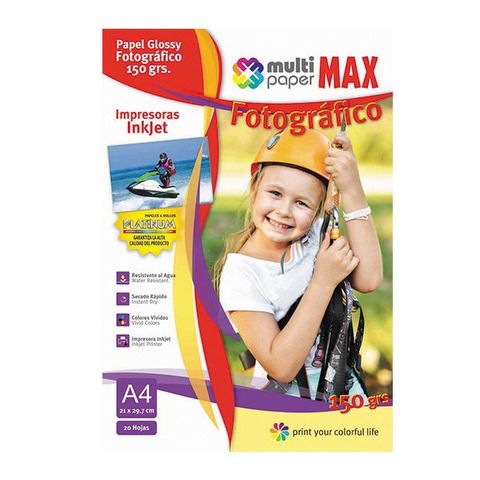 Hoja A4 Papermax Glossy 150gr x20 (Fotografico) Waterproof (891504)