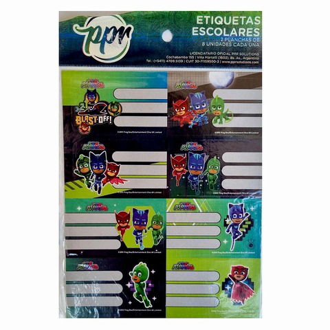 Etiquetas x16 PPR PJ Masks Blast Off