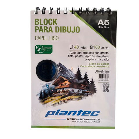 Block Plantec A5 Liso 180gr 40h Espiral Superior (15628)