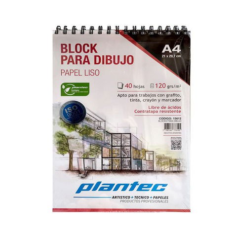 Block Plantec A4 Liso 120gr 40h Espiral Superior (15612)