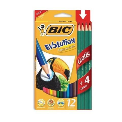 Lápiz Bic Evolution Color x12 + 4 Lápices Negros (8846a)