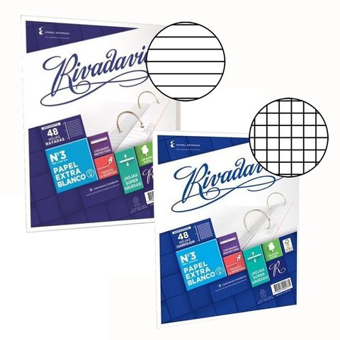 Repuesto Nº3 Rivadavia -90Grs- x48Hojas. 