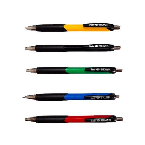 Lapicera Trabi Silver x1 Retráctil Cuerpo Color - Tinta Negra