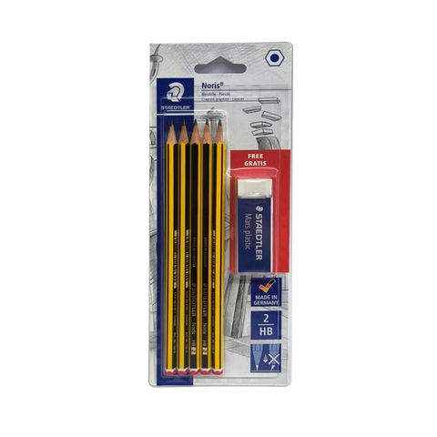 Lápiz Negro Staedtler Noris x5 HB C/Goma