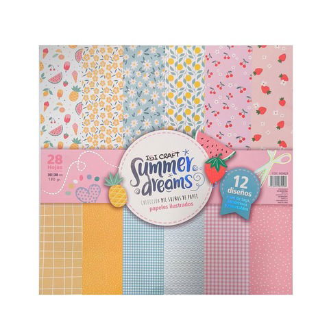 Papel Ibi Craft p/Scrapbook x28 Hojas Impreso - Summer 30x30cm. (600823)