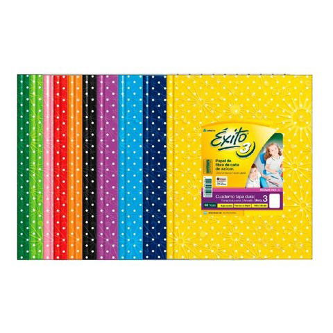 Cuaderno Escolar Exito 19x24 (Nº3) Rayado Pintitas x48hj 