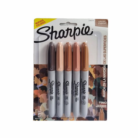 Marcador Sharpie Set x5 Fino (Fibra) 