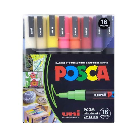 Marcador Uni Posca Set x16 (PC-3M)