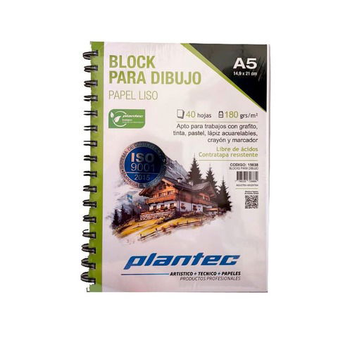 Block Plantec A5 Liso 180gr 40h Espiral Lateral (15638)