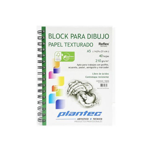 Block Plantec A5 Rugoso 210gr 40h Espiral Lateral (15656)